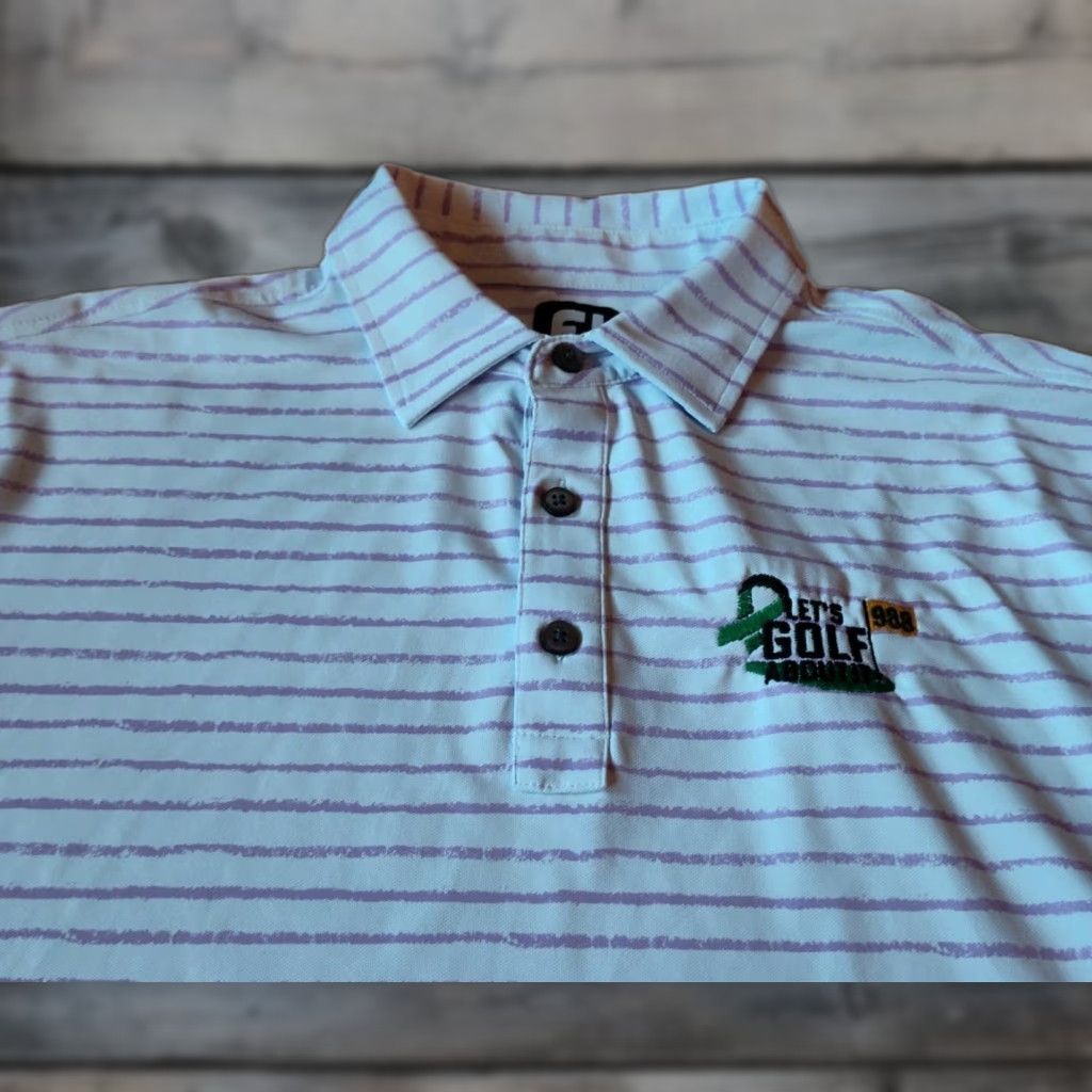 Footjoy FootJoy Shirt Men Large White/Lavender Chalk Line Print Stretch Pique Short Sleeve Colorful Size US L / EU 52-54 / 3 - 1 Thumbnail