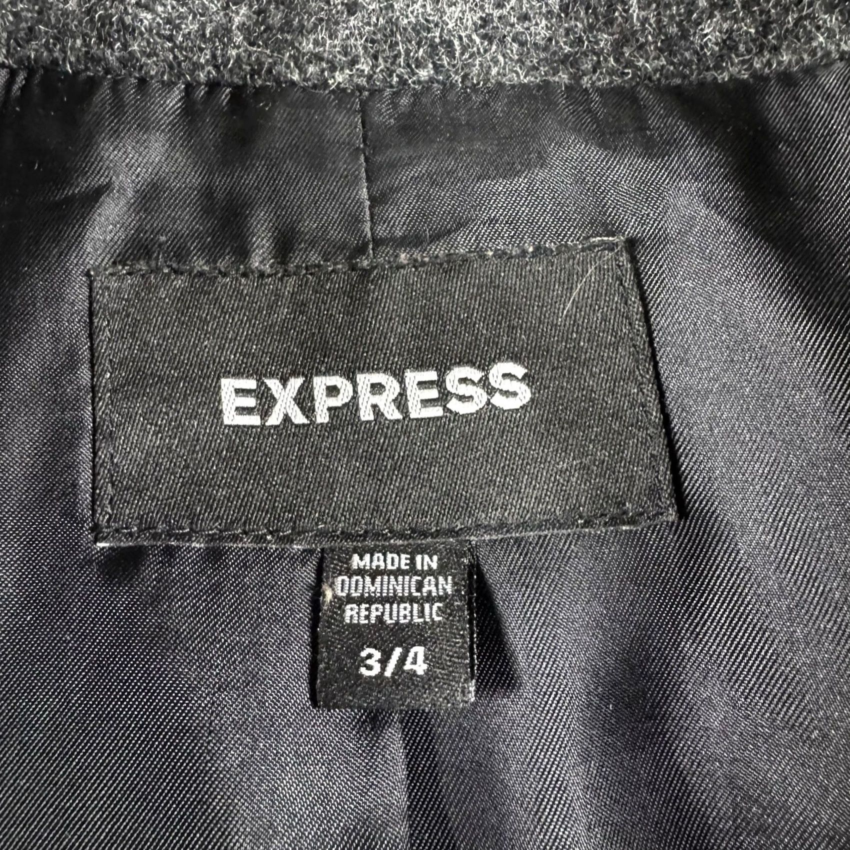 Express Express Women’s Pea Coat Jacket Wool 3/4 Double Breasted Wool Winter Heavy Gray Tweed Regular Long Sleeve Collared Lined Pockets Insulated - Mens? Size S / US 4 / IT 40 - 4 Thumbnail