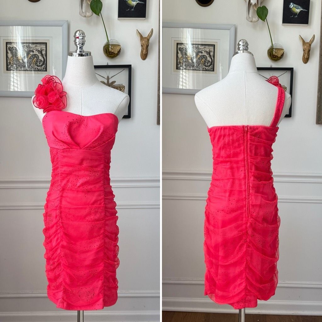 Other Vintage Y2K Byline A Byer One Shoulder Ruched Electric Water Size M / US 6-8 / IT 42-44 - 1 Thumbnail