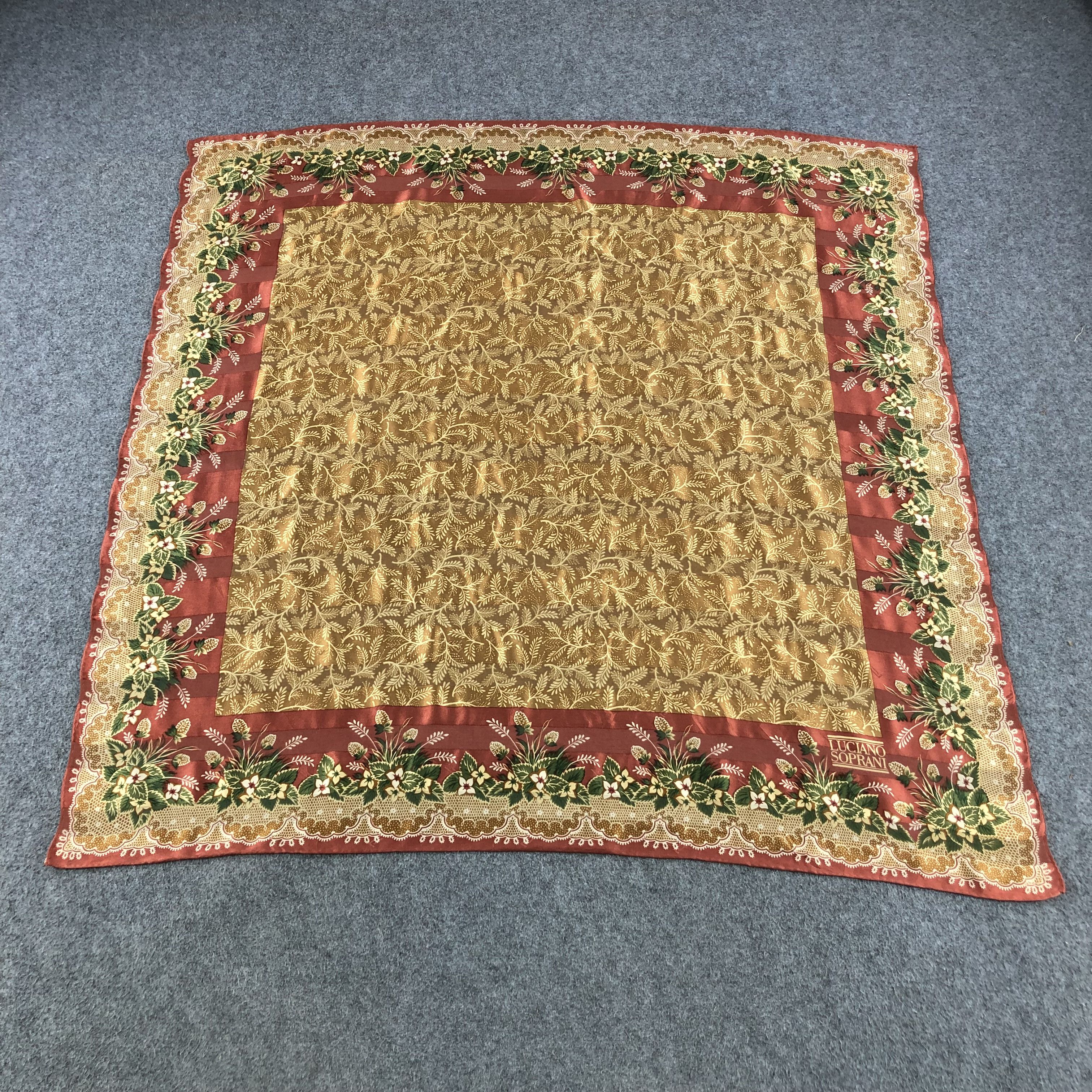 Japanese Brand Vintage Luciano Soprani Slit Thread Floral Silk Scarf M306 Size ONE SIZE - 2 Thumbnail