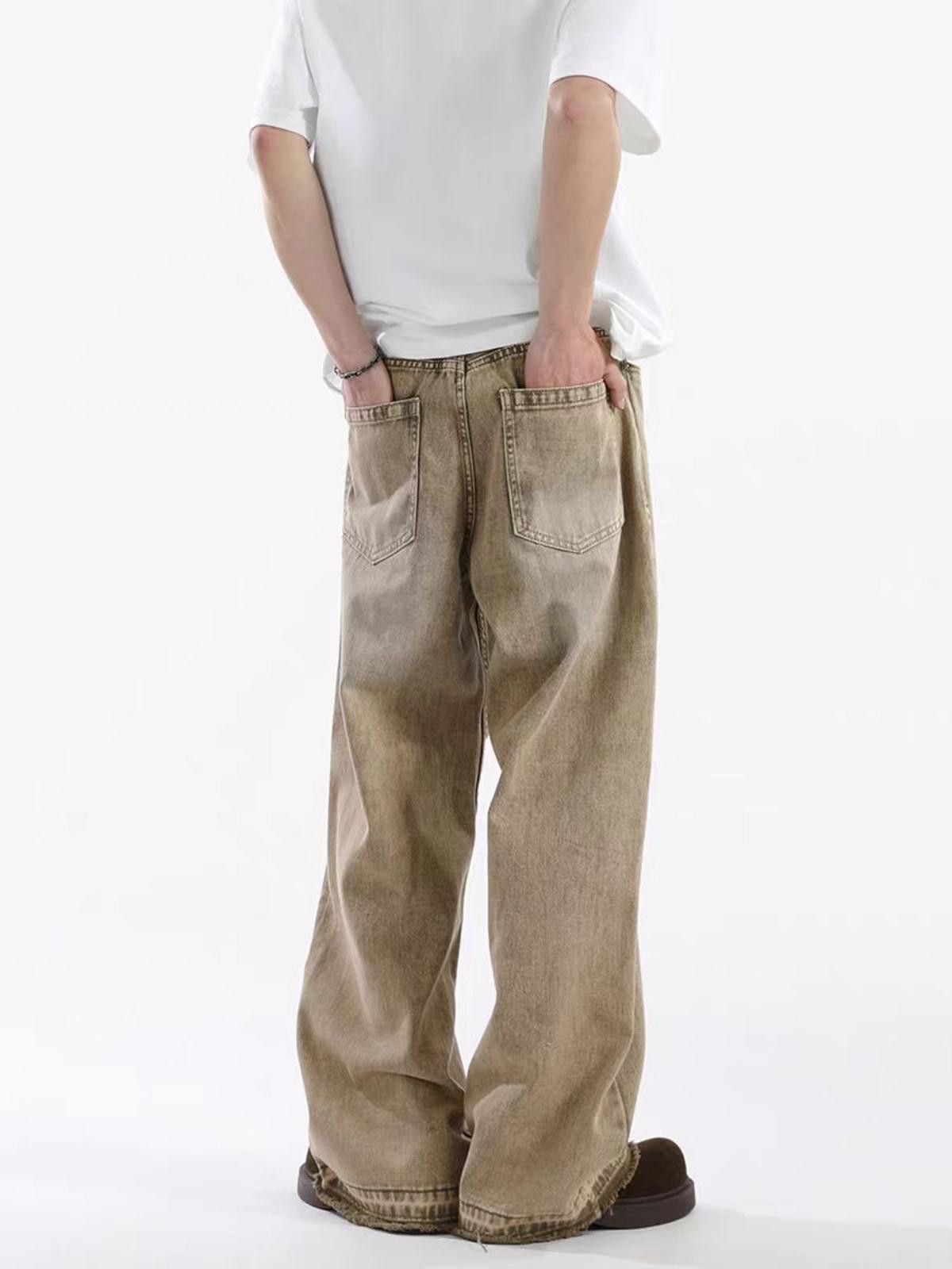 Jean Beige Wide-Leg Baggy Jeans Size US 33 - 3 Thumbnail