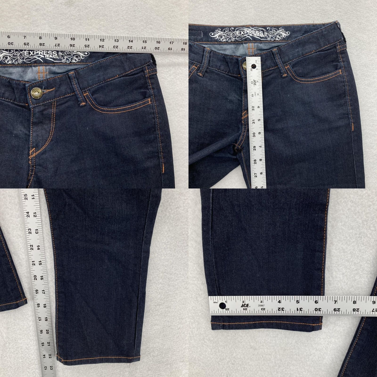 Express VINTAGE Express Jeans Womens 6 Dark Wash Crop Jean Legging Zelda Slim Ultra Low Rise Y2K Size 28" / US 6 / IT 42 - 8 Thumbnail