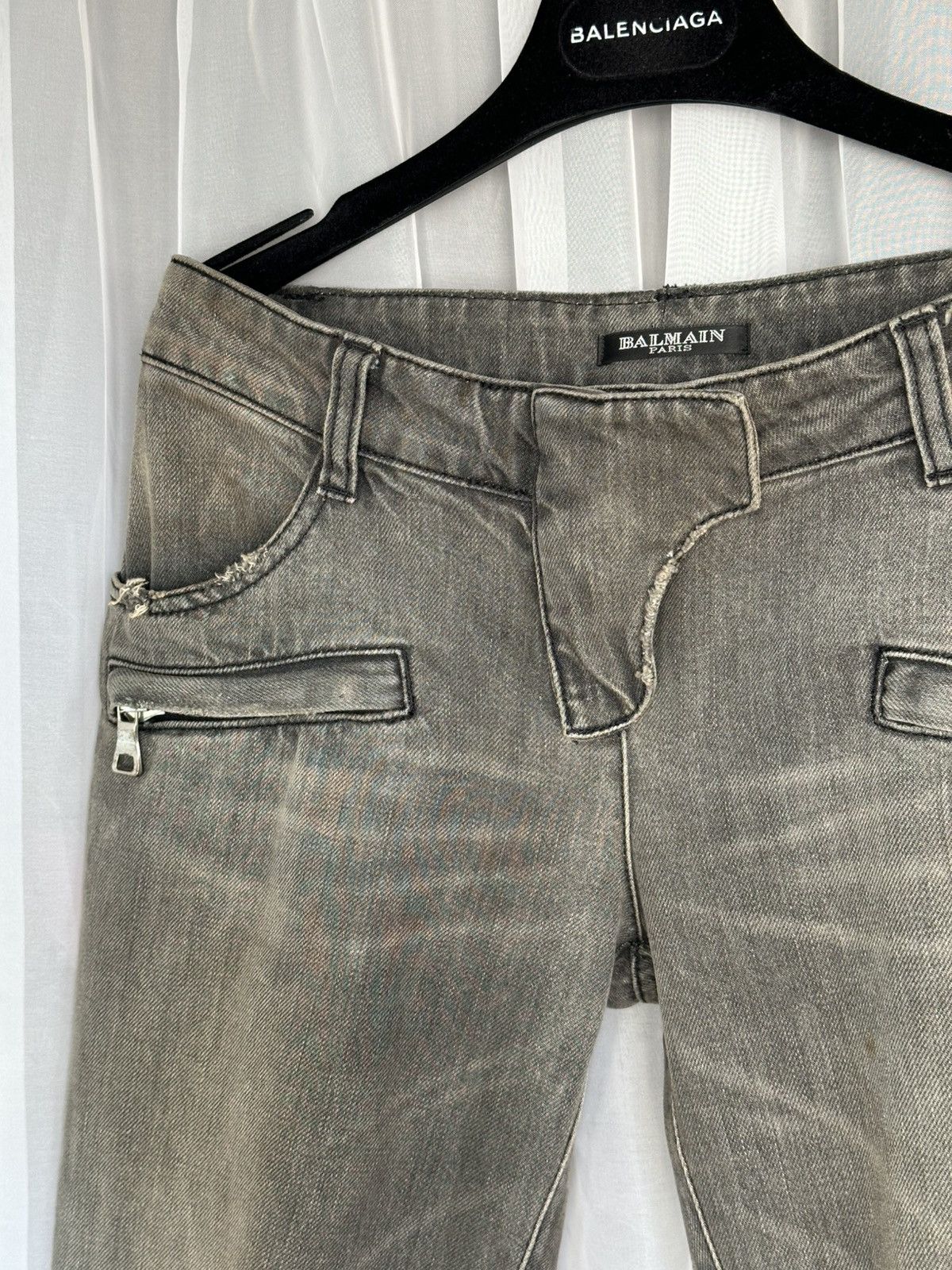 Balmain BALMAIN Decarnin SS 2010 Oil Stained Biker Denim Jeans zip Size 28" / US 6 / IT 42 - 12 Thumbnail