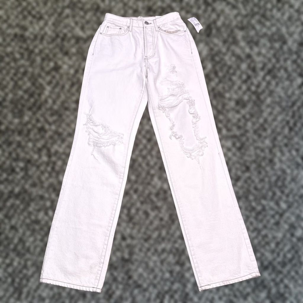 Pacsun Pacsun Jeans 23 Ivory Mid Rise Button Fly Mom Regular Denim 5-Pocket Retro Vintage No N/A Size 40" / US 18 - 1 Thumbnail