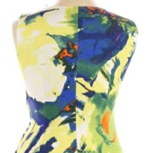 Vintage Suzi Chin Artsy Abstract Floral Cocktail Dress Sz 10 Splatte Size L / US 10 / IT 46 - 6 Thumbnail