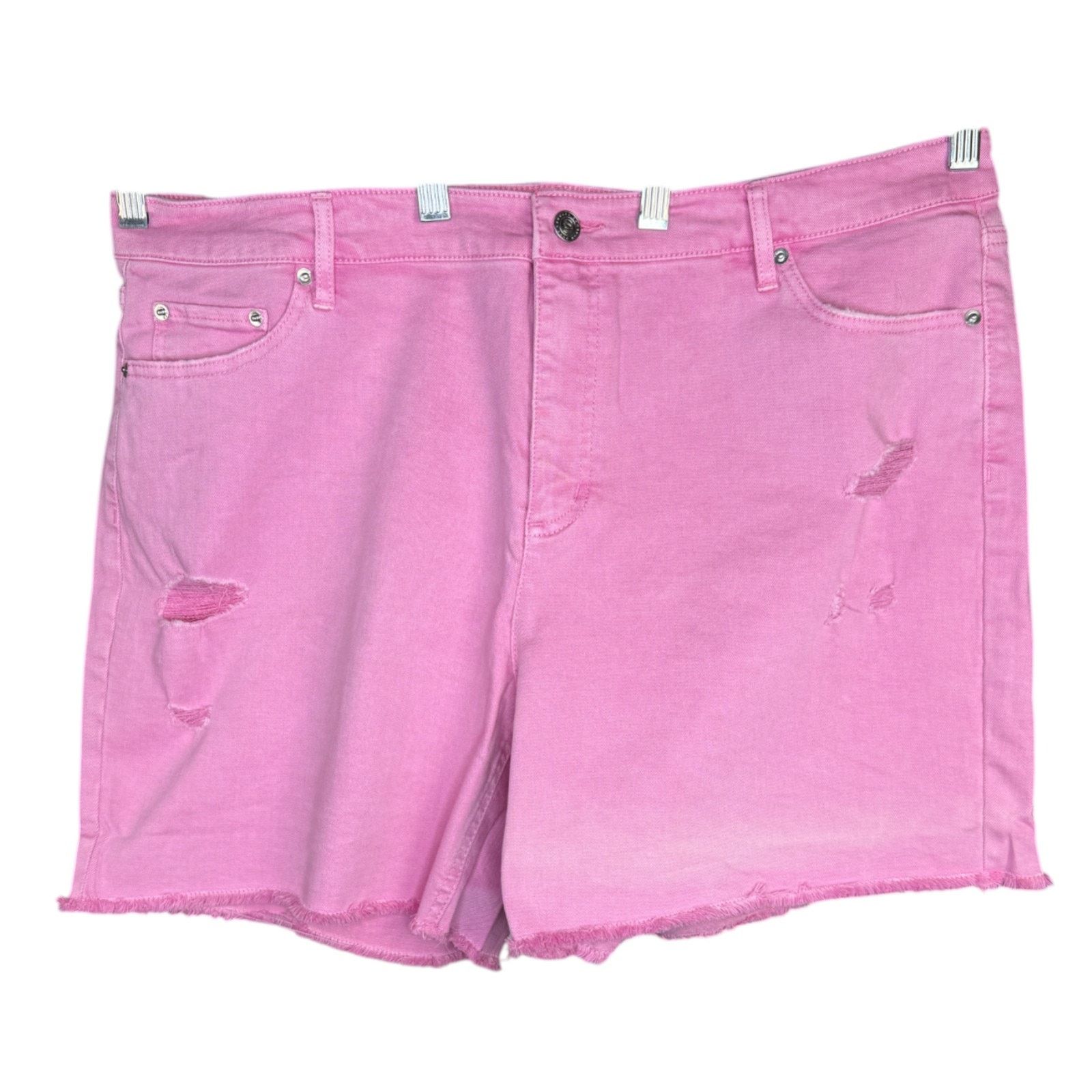 Other Candace Cameron Camellia Pink Distressed Denim Shorts 18WP Size 40" / US 18 - 1 Thumbnail