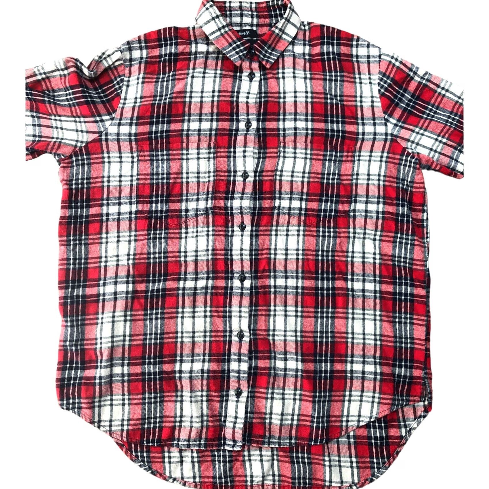 Madewell Madewell Womens Medium Oversized Boyfriend Plaid Flannel Shirt Red F6364 Size M / US 6-8 / IT 42-44 - 2 Thumbnail