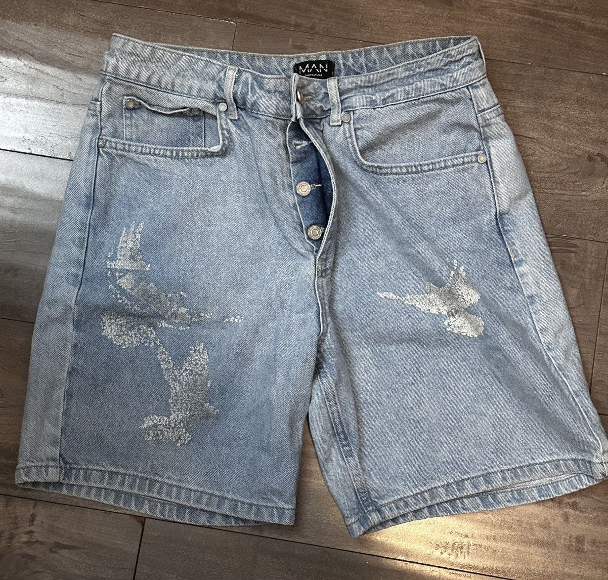 Boohoo Dove Design Streetwear Denim Jorts Streetwear Size US 32 / EU 48 - 7 Thumbnail