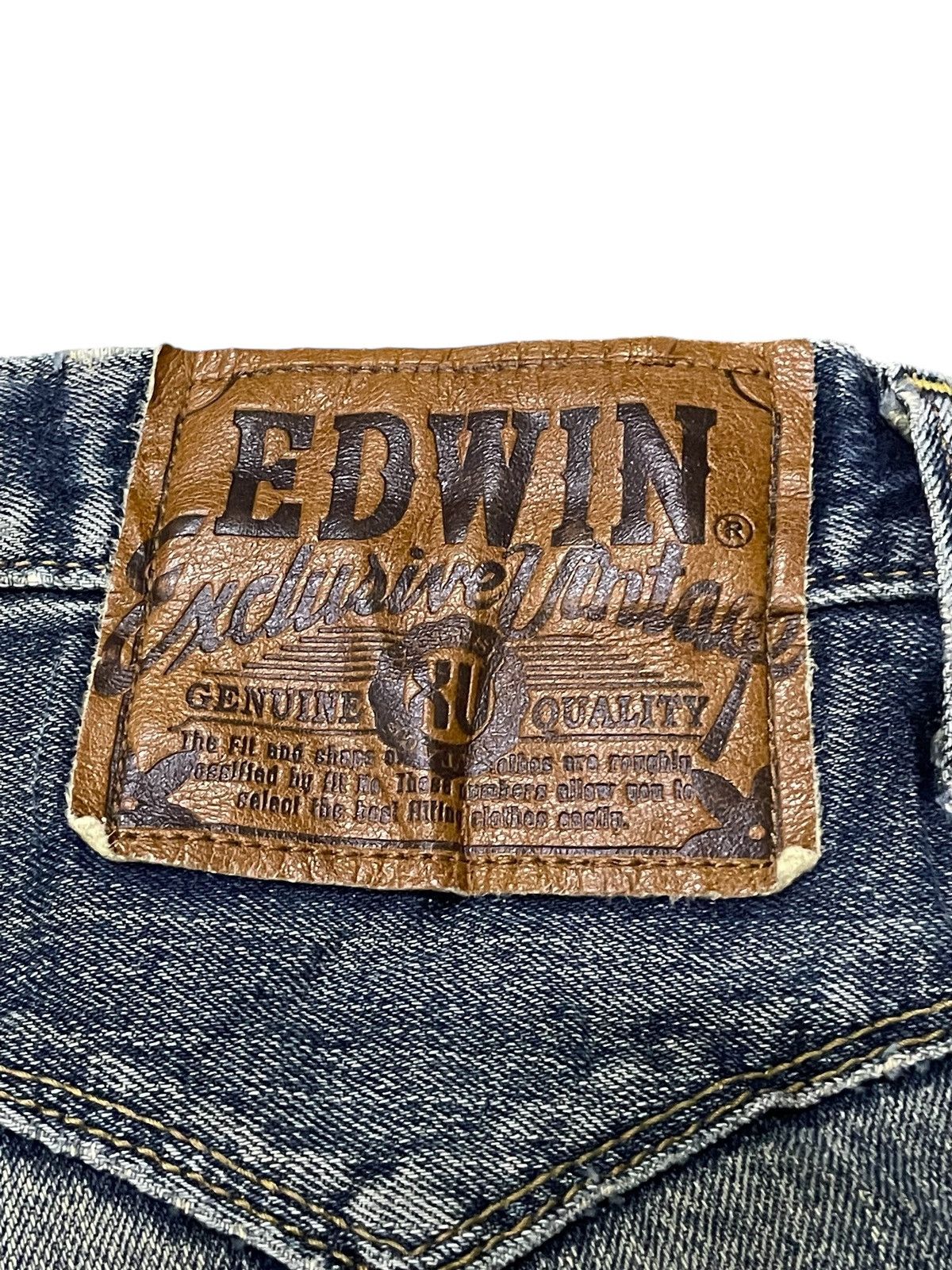 Edwin × If Six Was Nine × Vintage Edwin XV 404 Mud Wash Leather Trimmed Loose Jeans Size US 32 / EU 48 - 19 Thumbnail