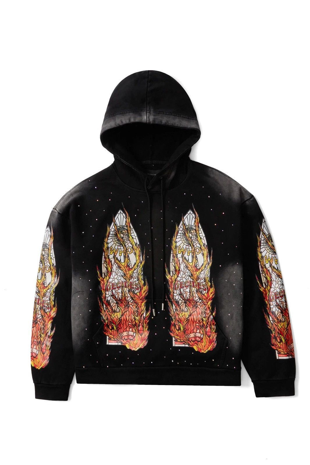 Who Decides War WDW "Faded Flame Glass" Coal Rhinestone Hoodie Size US XXL / EU 58 / 5 - 1 Preview