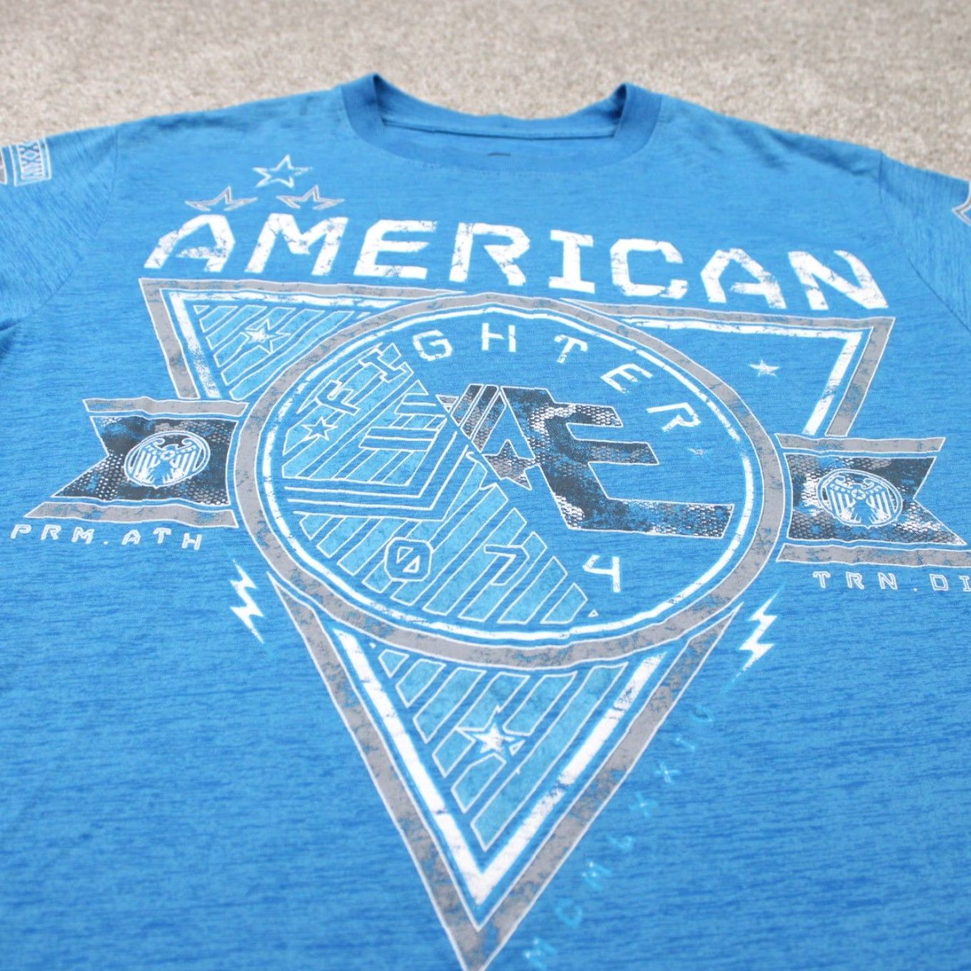 Vintage American Fighter Shirt Mens Small Blue Cotton/Poly S/S Pullover Tee Size US S / EU 44-46 / 1 - 4 Thumbnail