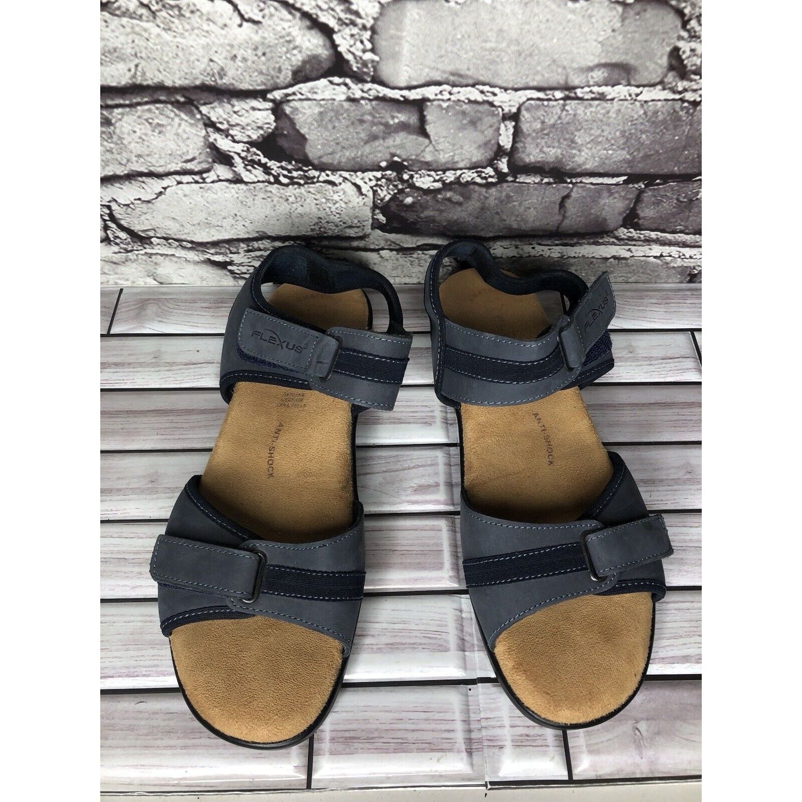 Other Flexus Spring Step Blue Leather Strap Casual Wedge Sandals W Size US 9.5 / IT 39.5 - 18 Thumbnail