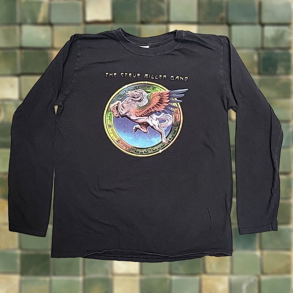Gildan Steve Miller Band Shirt Mens M Black Long Sleeve Rock Retro TEE Size M / US 6-8 / IT 42-44 - 1 Thumbnail
