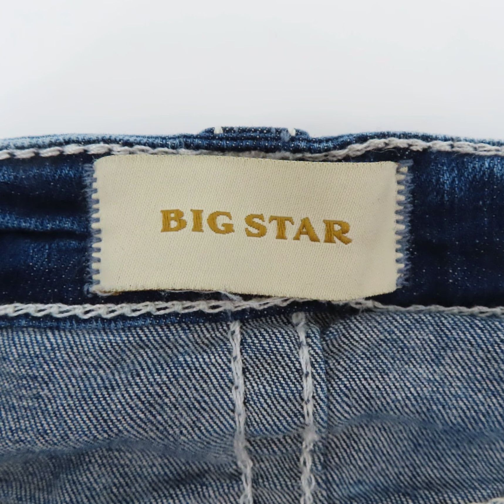 Denime BIG STAR Jeans Women Cropped Denim 26 5-Pocket Embroidered Pockets Seams Blue Cotton Denim Crop Size 26" / US 2 / IT 38 - 7 Thumbnail