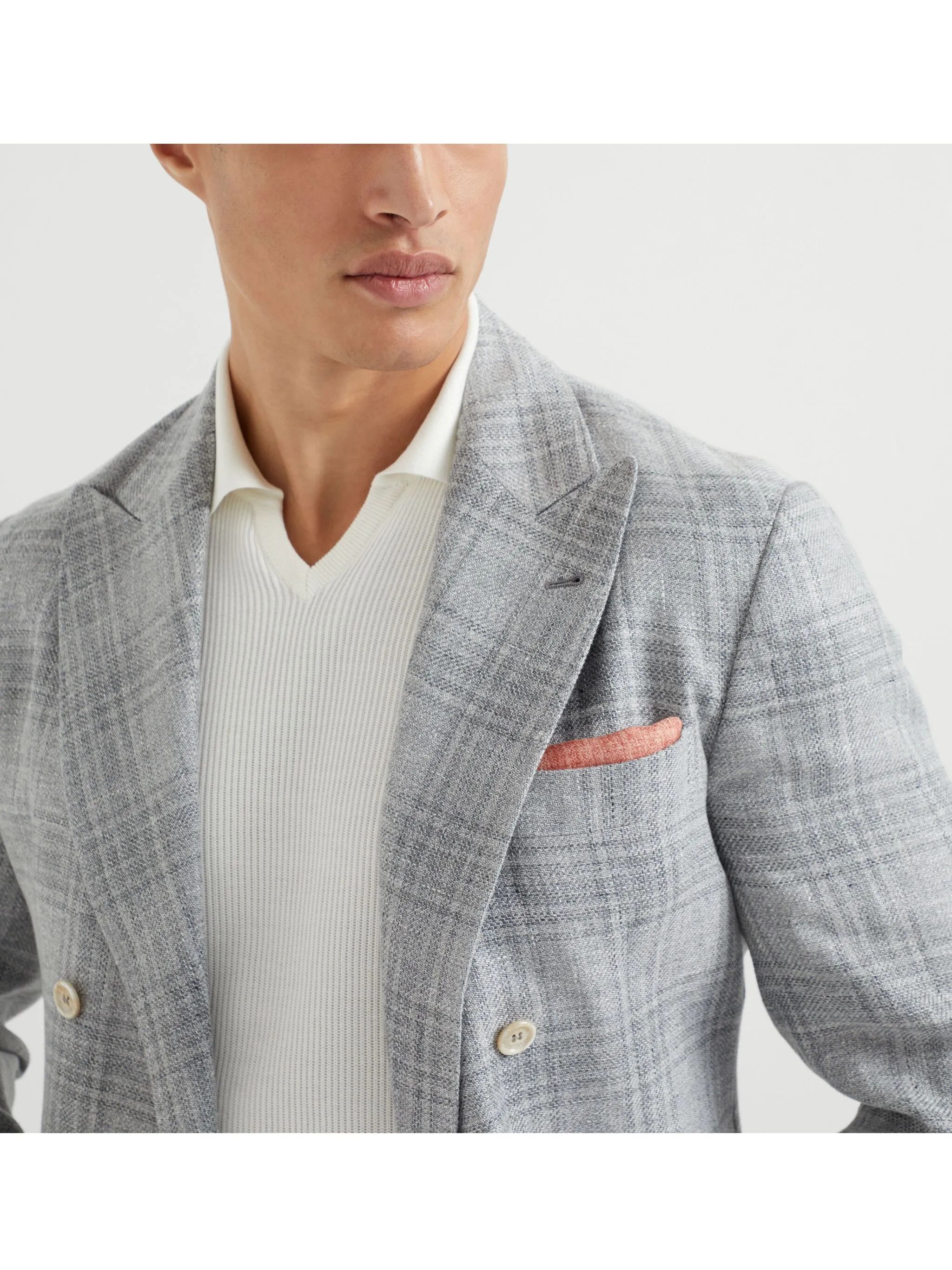 Brunello Cucinelli o1y0526 Double-breasted Blazer in Light Gray Size US L / EU 52-54 / 3 - 5 Thumbnail