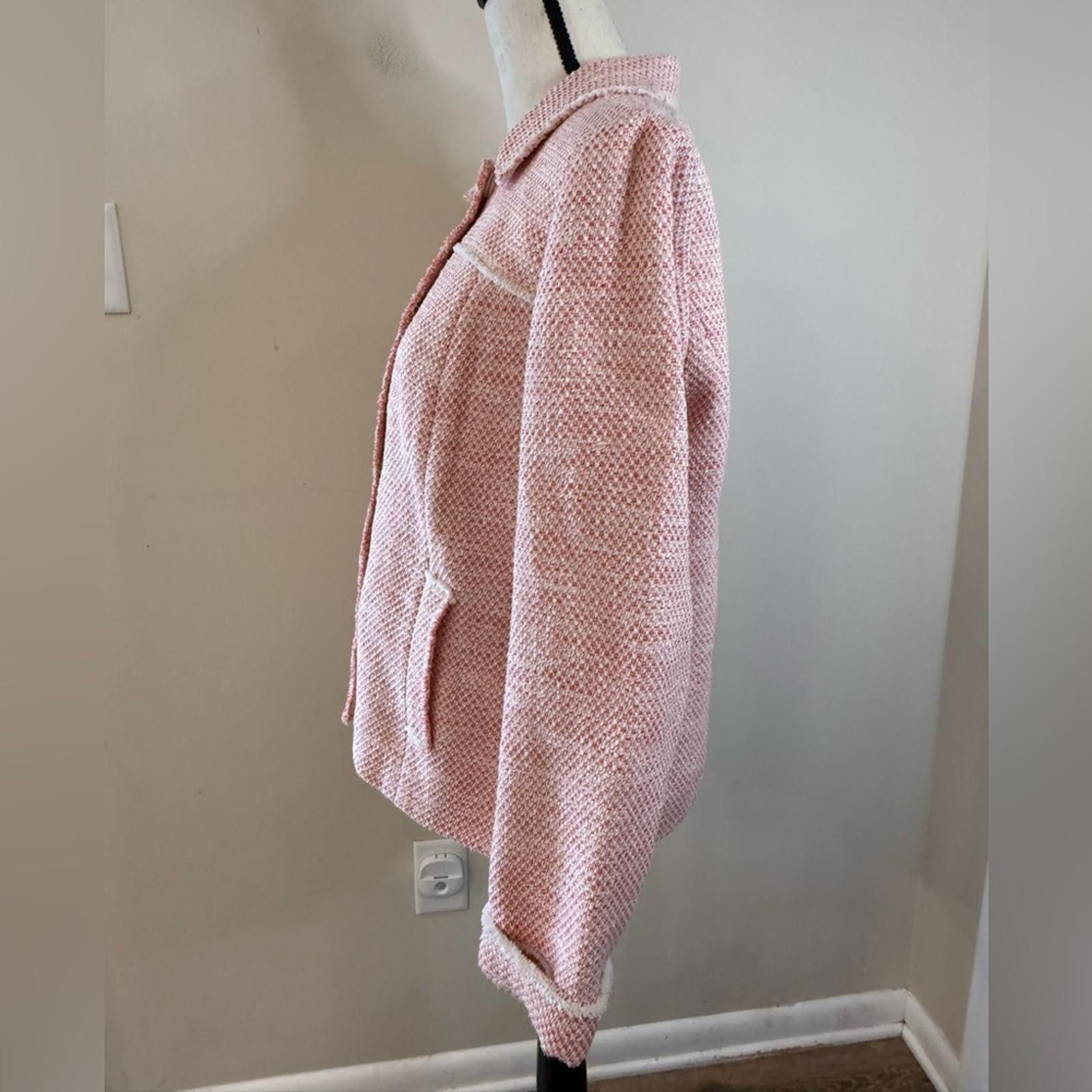 Other J. Jill pink & white tweed blazer jacket SZ M Size M / US 6-8 / IT 42-44 - 3 Thumbnail
