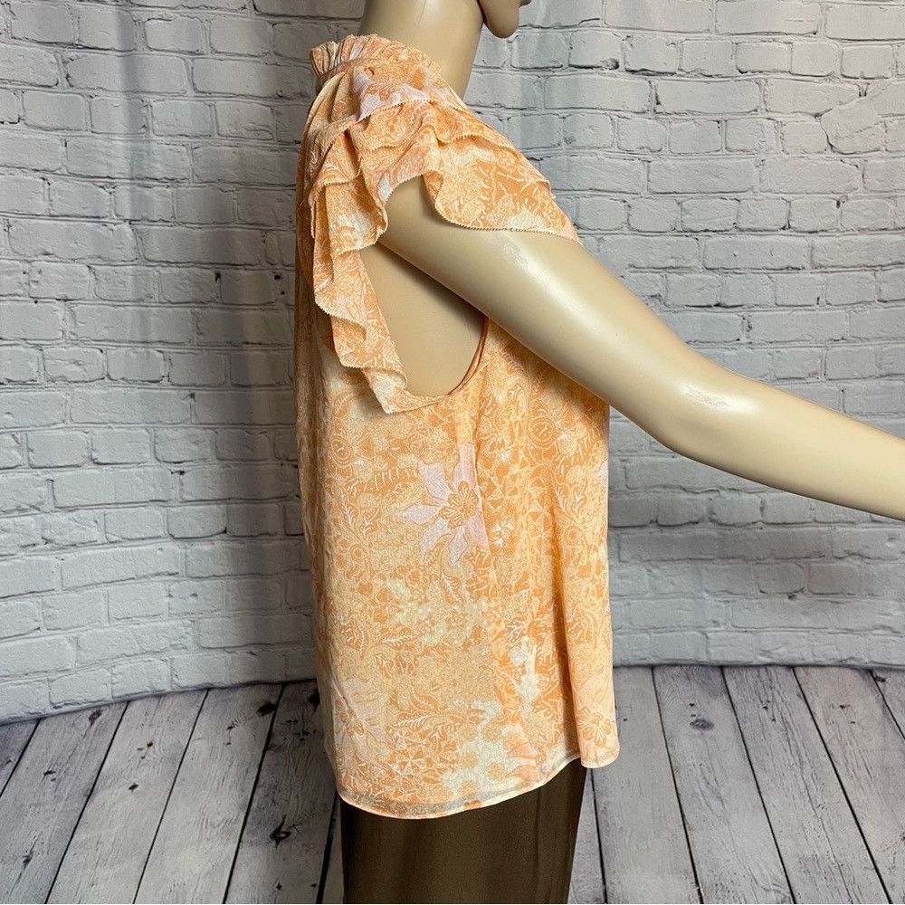 House of Harlow NWT New House of Harlow 1960 Orange Flutter Sleeve Blouse T Size XS / US 0-2 / IT 36-38 - 3 Thumbnail