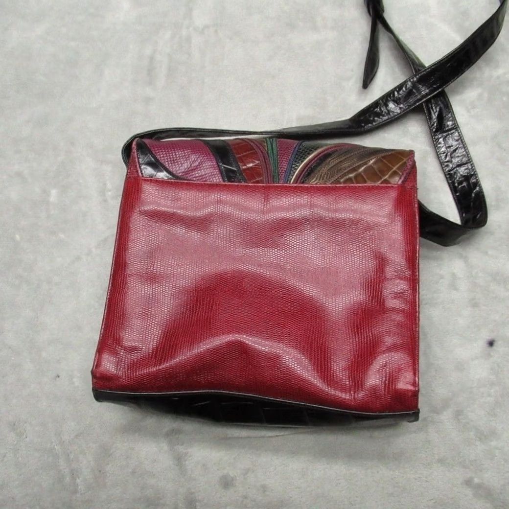 Vintage VINTAGE Sharif Crossbody Bag Womens Leather Patchwork USA Made NEW Red Green Size ONE SIZE - 2 Thumbnail
