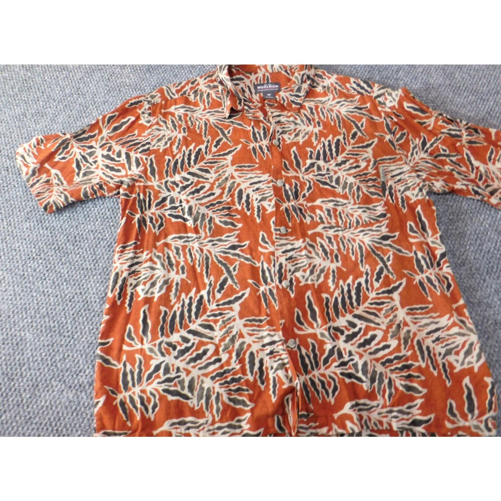Vintage VINTAGE Woolrich Shirt Medium Mens orange floral Button-Up Collar-Down Short Sleeve Casual Mens Size US M / EU 48-50 / 2 - 3 Thumbnail