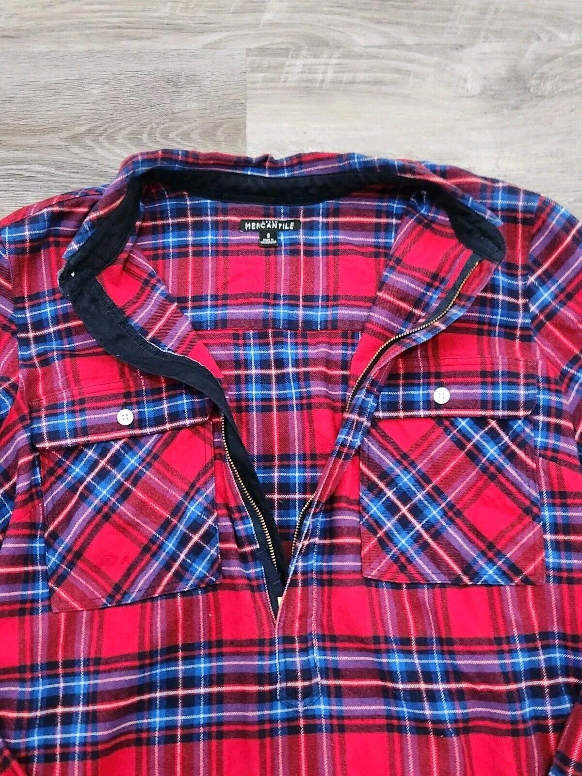 J.Crew J Crew Mercantile Sweater Top Small Plaid Red Zip Fleece Size S / US 4 / IT 40 - 4 Thumbnail