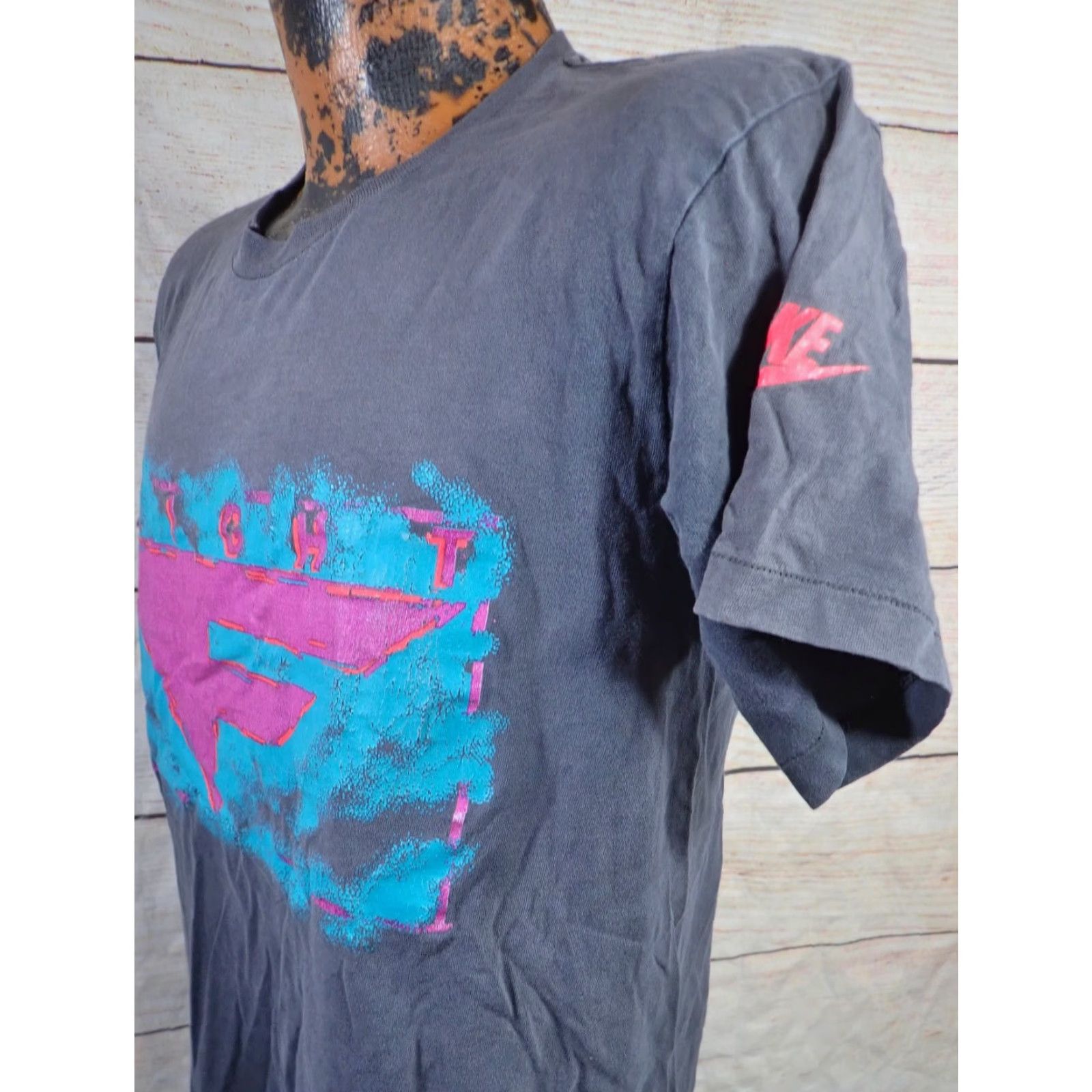 Nike VINTAGE Nike Flight T-Shirt | Nike Air Jordan Graphic Tee | Black Crew Neck Mens M | 1990s Distressed Single Stitch | USA Made | Michael Jordan Size US M / EU 48-50 / 2 - 2 Thumbnail