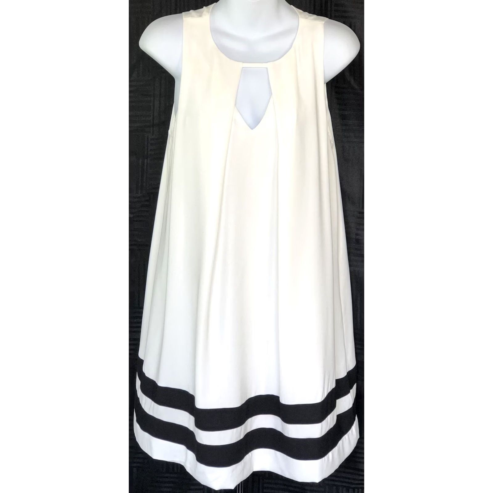 Forever 21 FOREVER 21 Sleeveless Dress S White Striped Knee Length Keyhole Front A-Line Beach Preppy Summer Women’s New with Tags Mens? (adjust if needed) Size S / US 4 / IT 40 - 6 Thumbnail