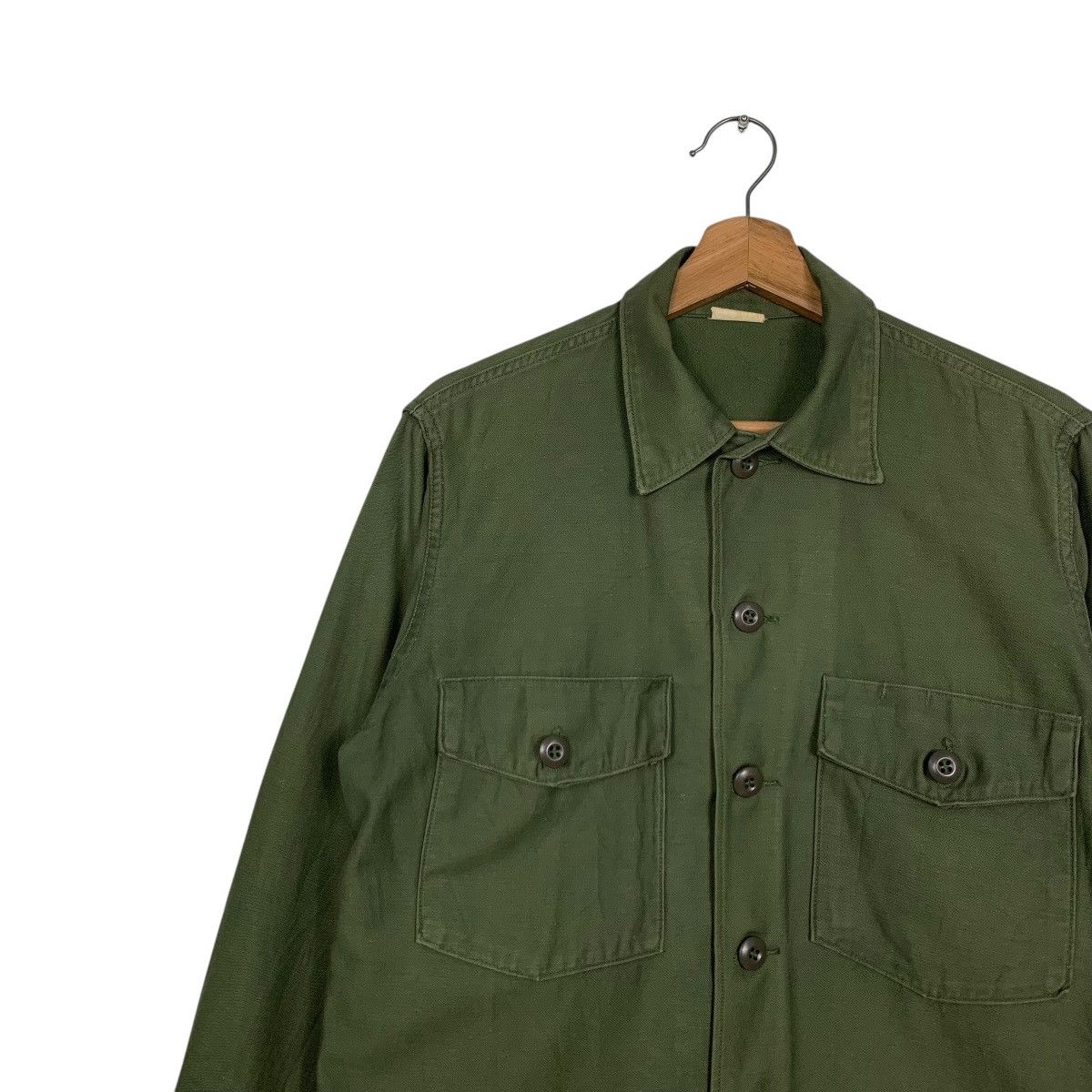 Vintage 1960s US ARMY OG-107 Cotton Sateen Utility Shirt #2760-C124 Size US L / EU 52-54 / 3 - 3 Thumbnail
