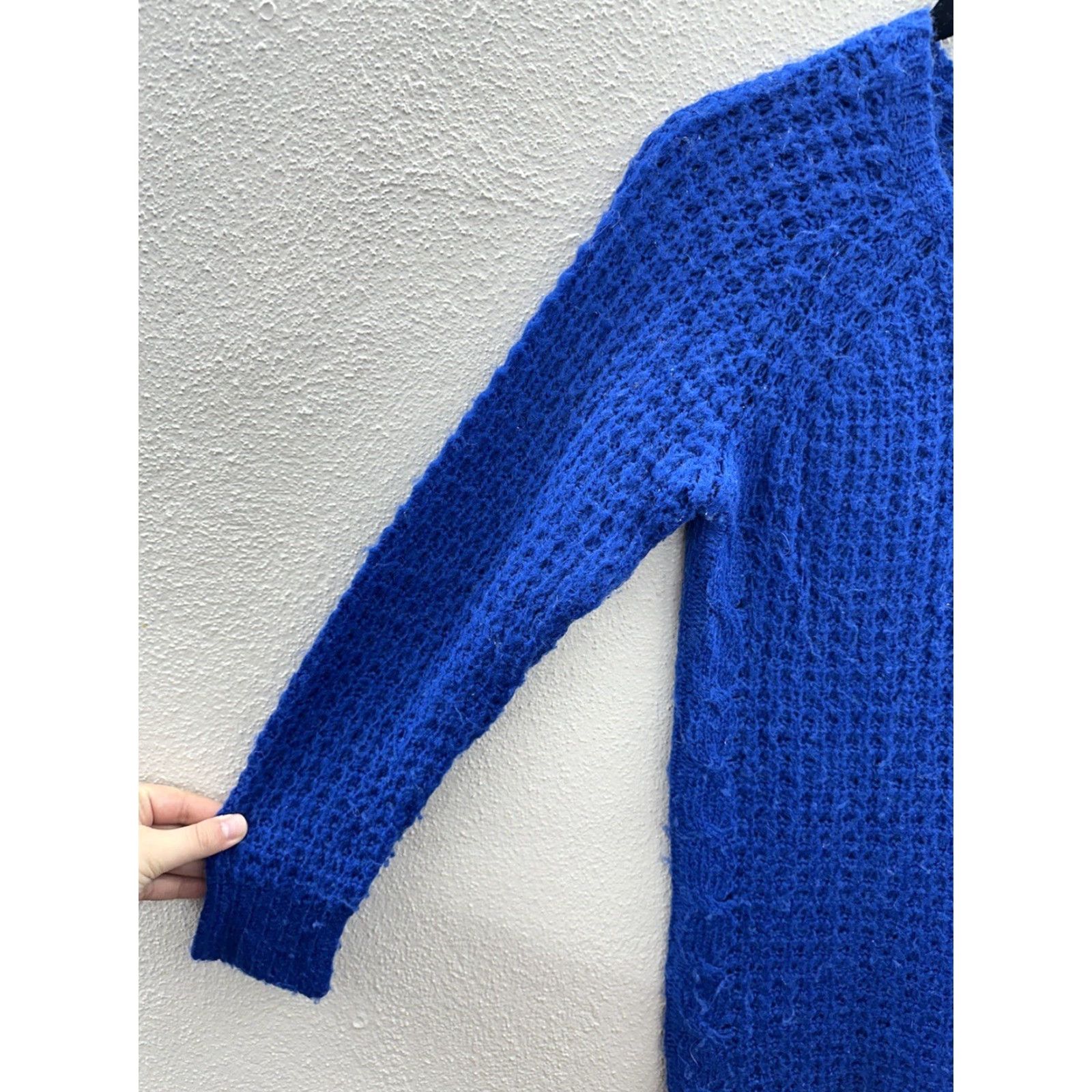 Vintage NY Collection Womens Sweater Petite Large Blue Knit Pullover Round Neck Long Sleeve Solid Regular Collarless Size L / US 10 / IT 46 - 2 Thumbnail