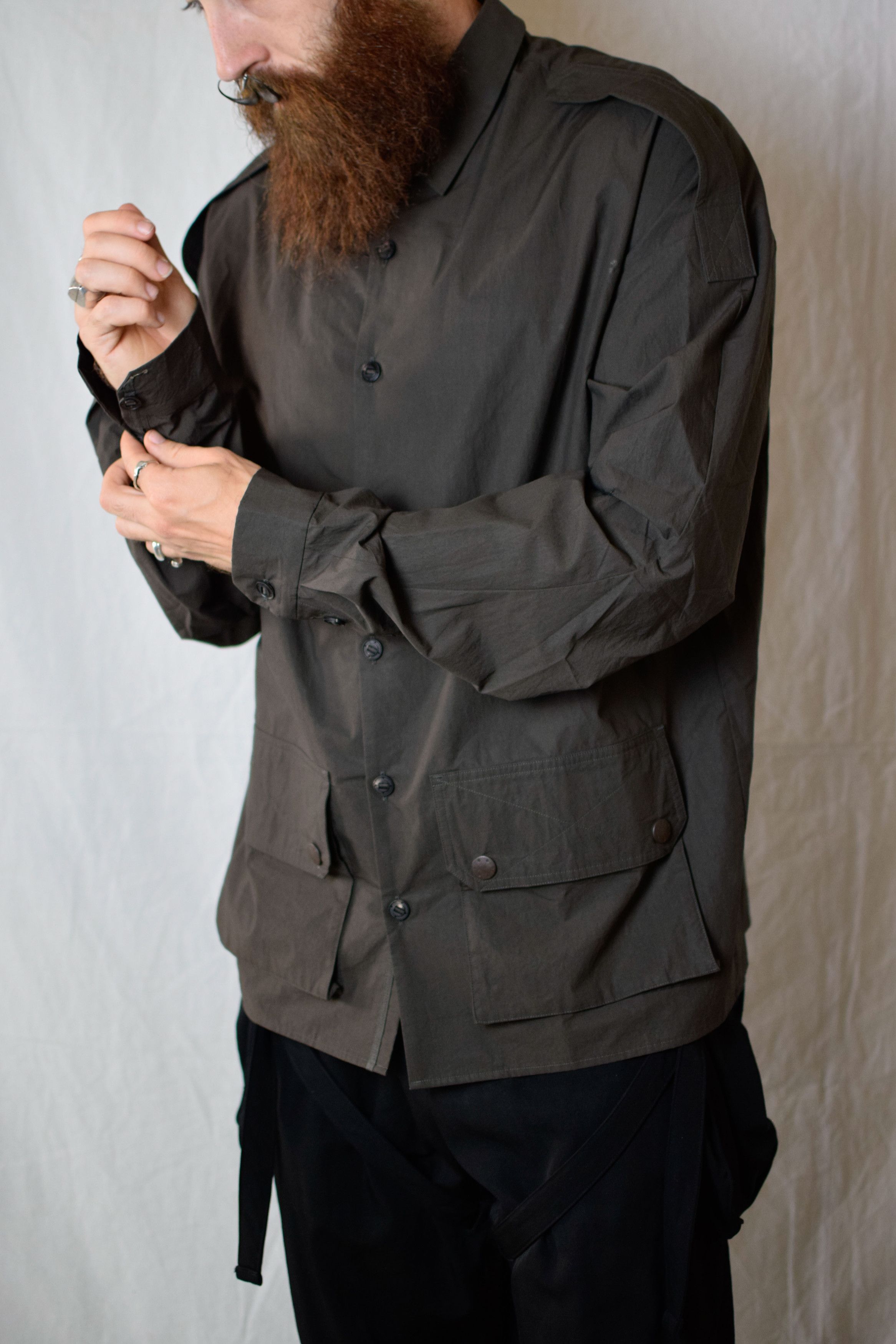 Devoa Devoa SS25 Military Beige Gray Shirt - SHC-DSLEH Size US L / EU 52-54 / 3 - 7 Thumbnail