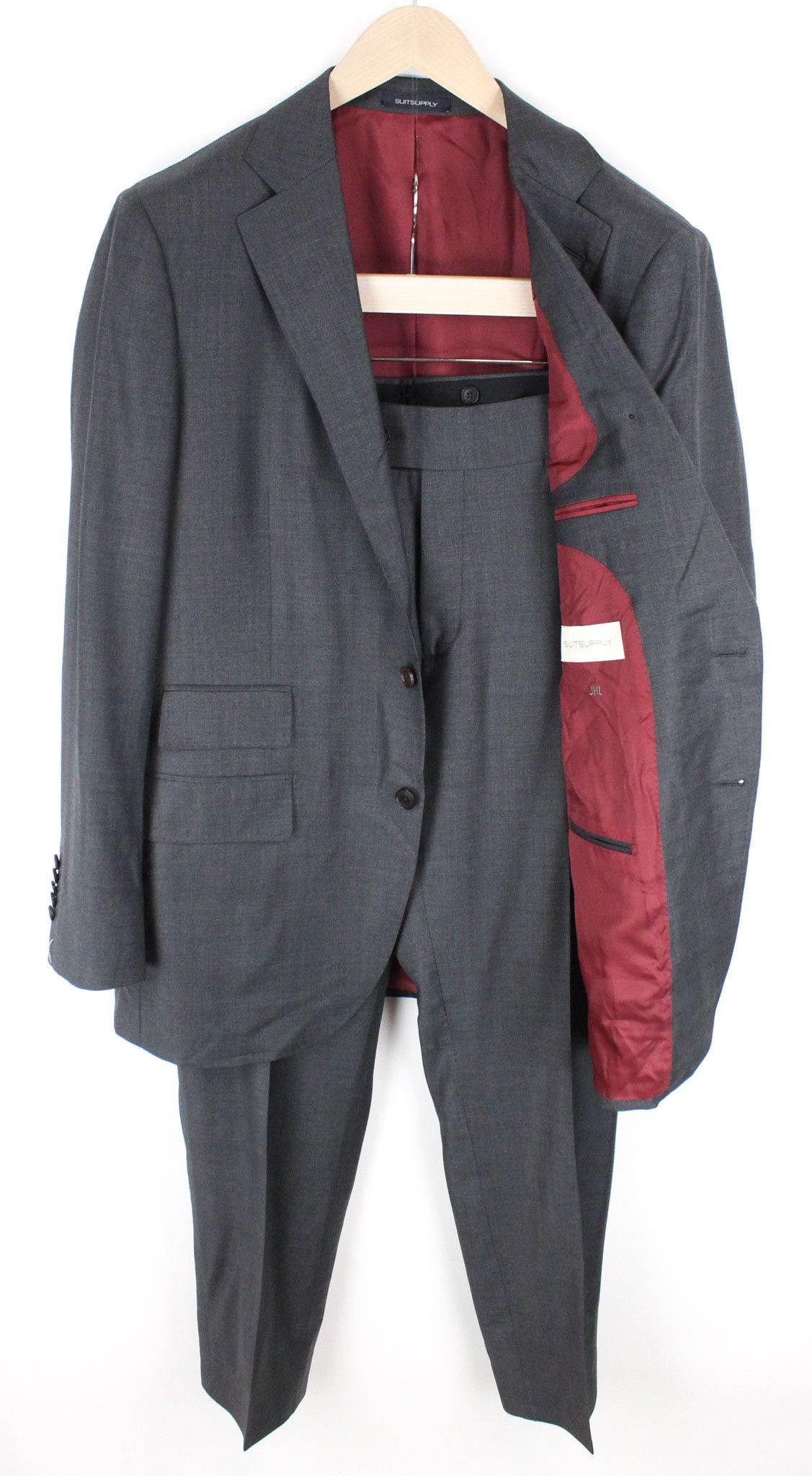 Suitsupply LA SPALLA UK44L Lined Wool Grey Suit 73583 Size 44L - 1 Thumbnail