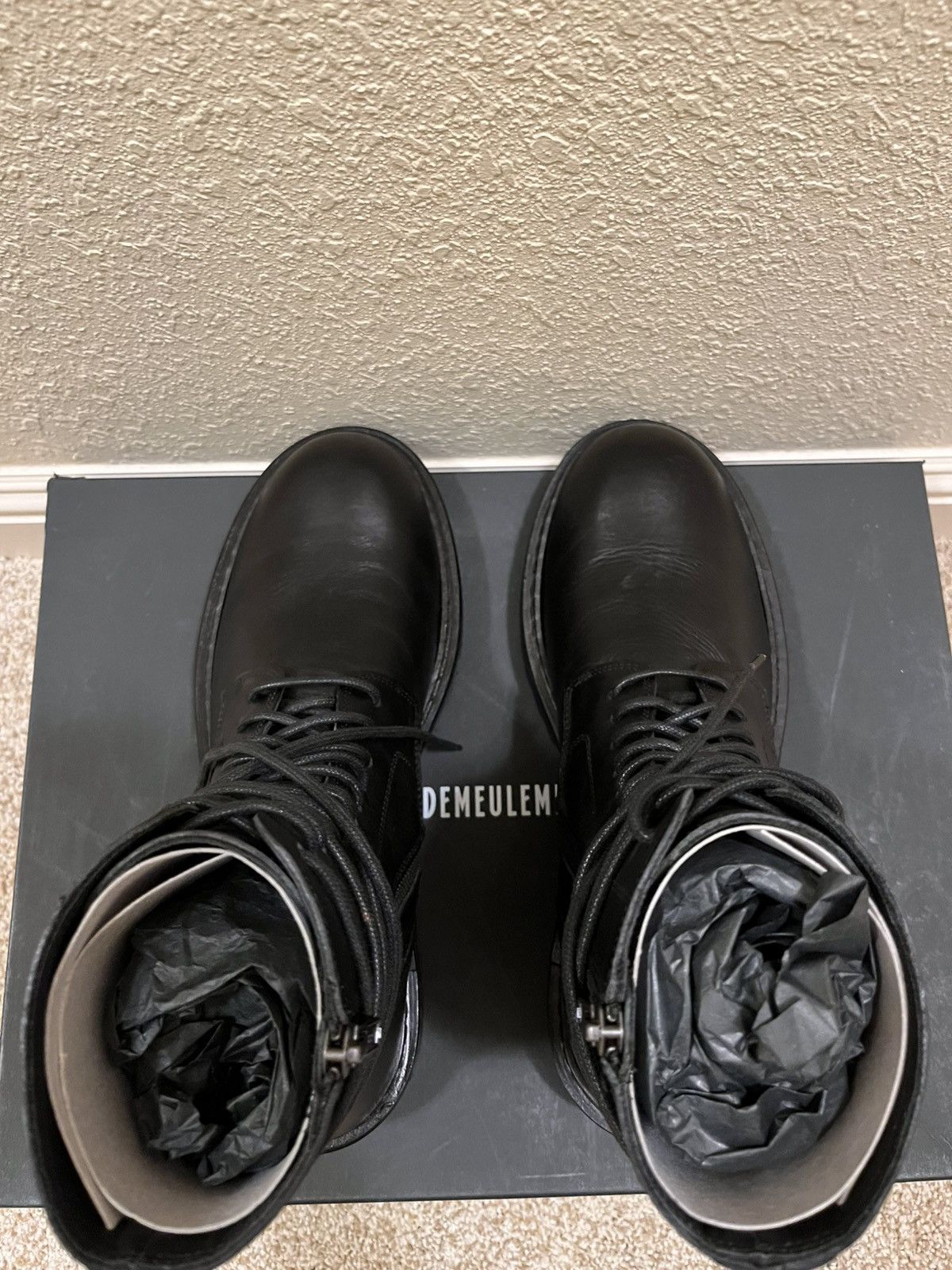Ann Demeulemeester Black Leather Combat Boots Size US 10 / EU 43 - 3 Thumbnail