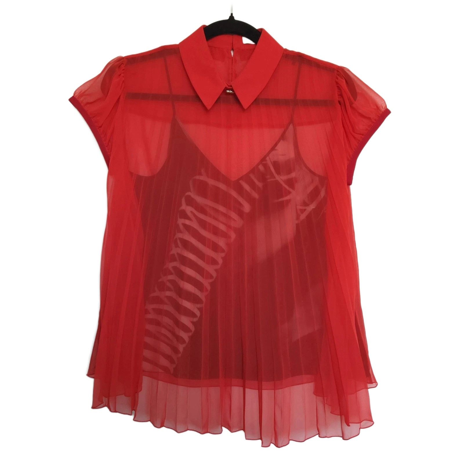 Schiaparelli Schiaparelli Double-layer Silk Crêpe Red Blouse, Size 38F Size XS / US 0-2 / IT 36-38 - 1 Thumbnail