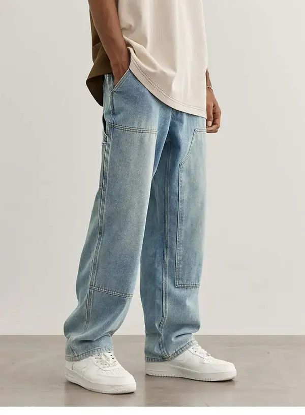 VIBE washed faded double knee carpenter cargo jeans Size US 34 / EU 50 - 3 Thumbnail