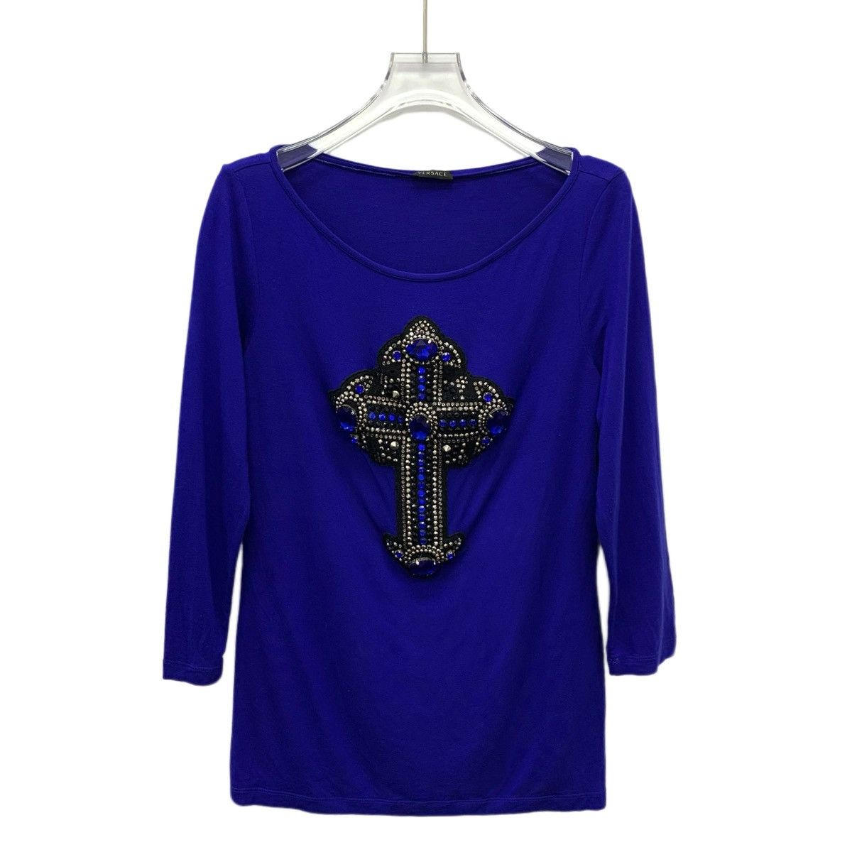 Versace Versace Cross Rhinestone Long Sleeve Knit Sweater K26WX Size M / US 6-8 / IT 42-44 - 1 Thumbnail