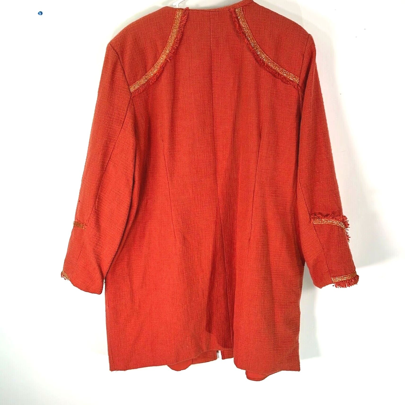Vintage VINTAGE Paula Hian Jacket Women Orange 2X Plus Embroidered Tweed Embroidered Jacket Casual 90s? Size XXL / US 16-18 / IT 52-54 - 2 Thumbnail