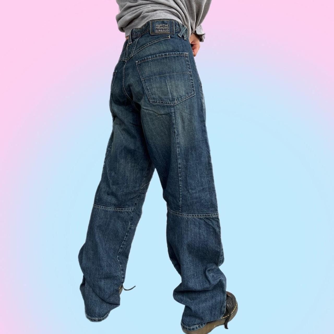 Marithe + Francois Girbaud Knee Stitch Wide Jeans Size US 34 / EU 50 - 3 Thumbnail