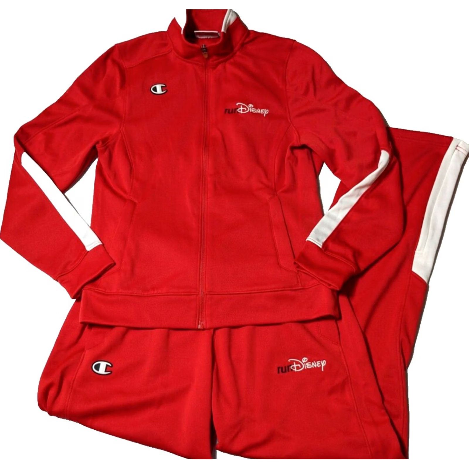 Champion RUN DISNEY Champion Women Small Red White Tracksuit Jacket + Pants Size 28" / US 6 / IT 42 - 2 Thumbnail