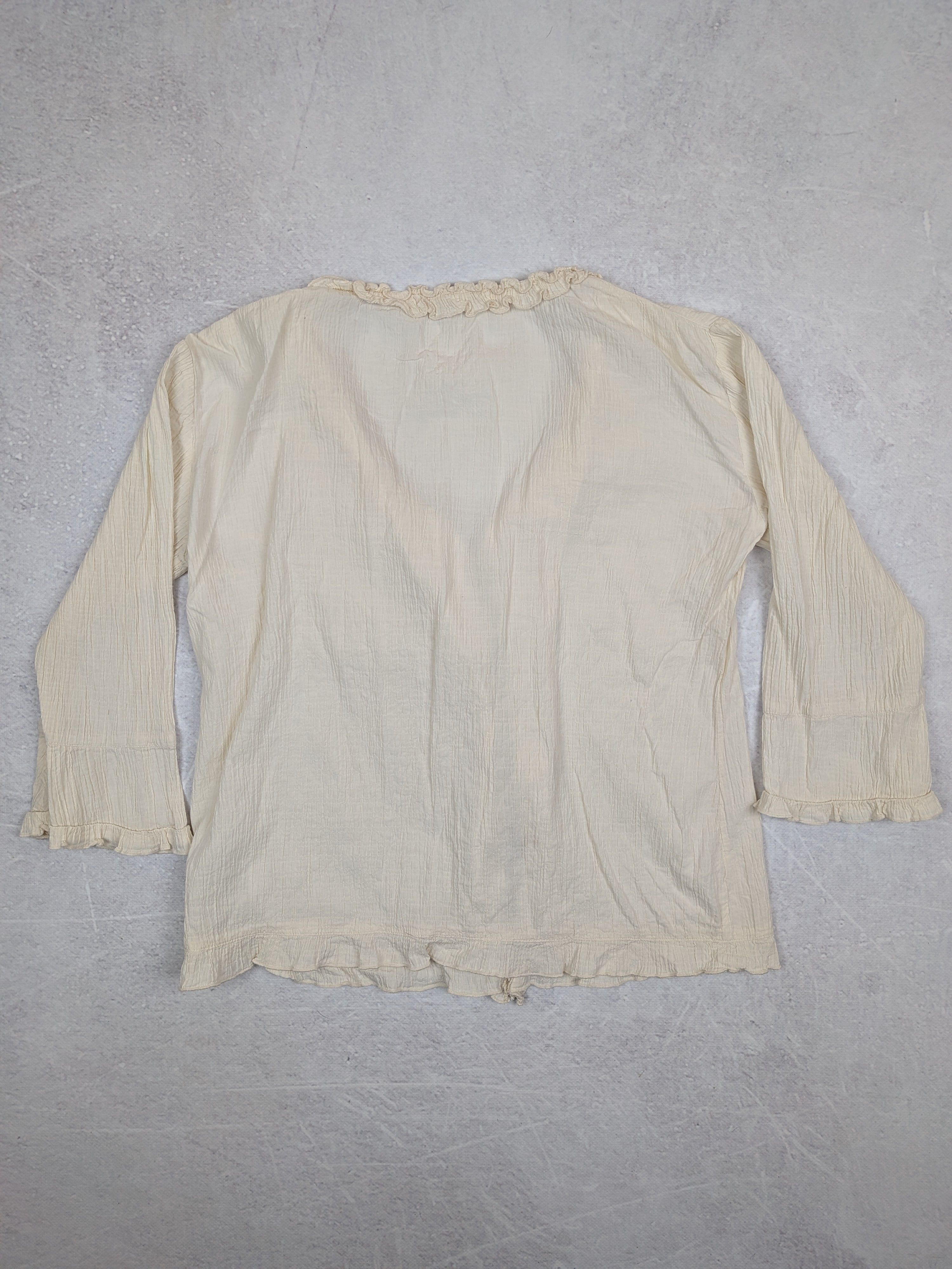 Other Rosa Cheri Vintage Cream Silk Blouse Flared Sleeves Size L M Size M / US 6-8 / IT 42-44 - 2 Thumbnail