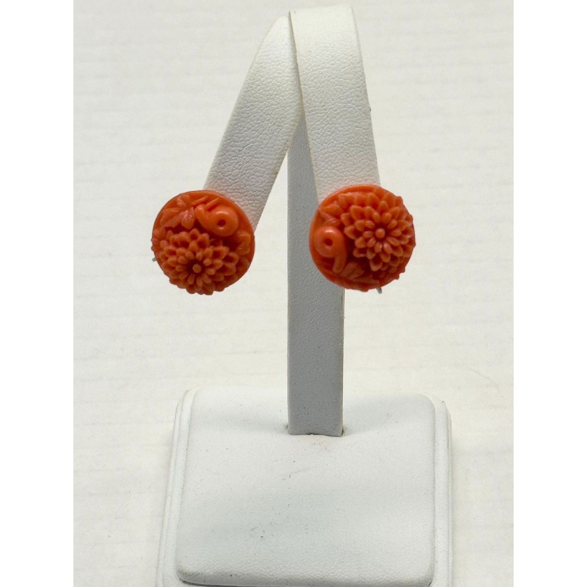 Vintage Vintage Celluloid Faux Coral Flower Earrings Size ONE SIZE - 2 Thumbnail