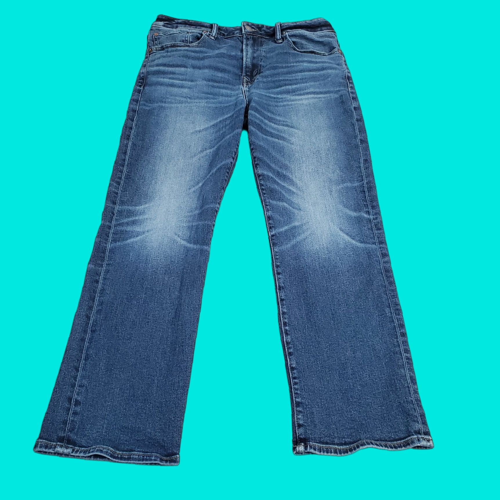 American Eagle Outfitters American Eagle Outfitters Jeans Mens 32x30 Blue Relaxed Straight Leg Logo Denim Cotton 30 Inseam Regular Fits Men Size US 32 / EU 48 - 1 Thumbnail
