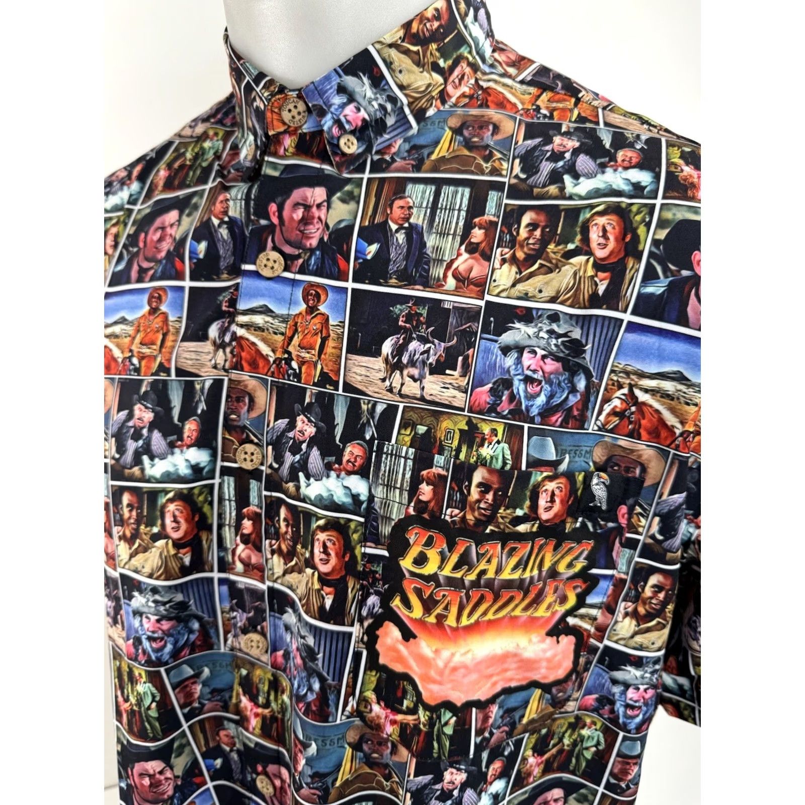 Brooks Twisted Toucan BLAZING SADDLES Shirt XL Black Plaid Button-Up Short Sleeve Mens A9 Size US XL / EU 56 / 4 - 2 Thumbnail