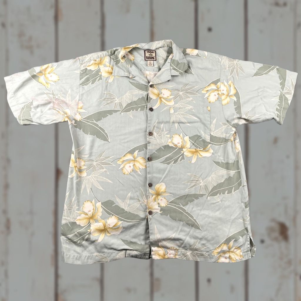 Tommy Bahama VINTAGE Tommy Bahama Shirt Green Floral Silk Button-Up Short Sleeve L Mens Size US L / EU 52-54 / 3 - 1 Thumbnail