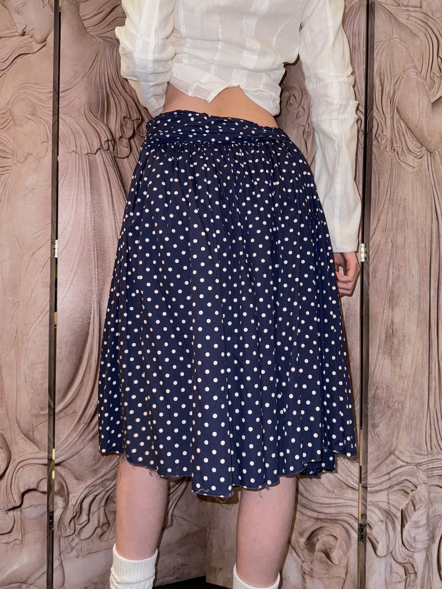 Comme des Garcons CDG 2005 Asym Hem Pleated PolkaDot Skirt S Vintage Size 26" / US 2 / IT 38 - 5 Thumbnail