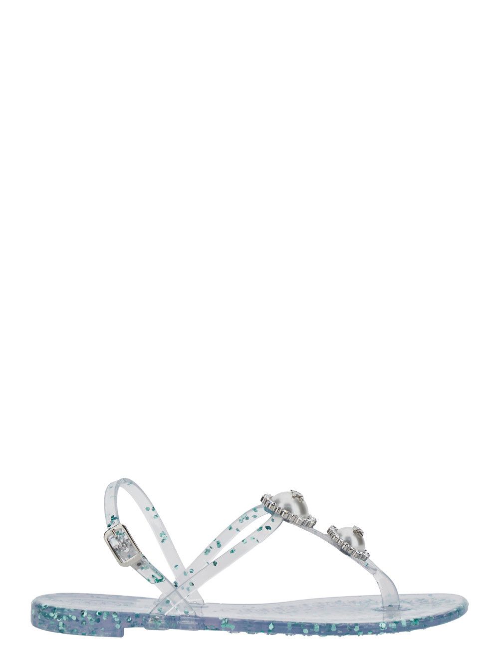 Casadei Multicolor 'Crystal Decoration' Sandal with All-Over Print in PVC for Women Size US 7 / IT 37 - 1 Thumbnail