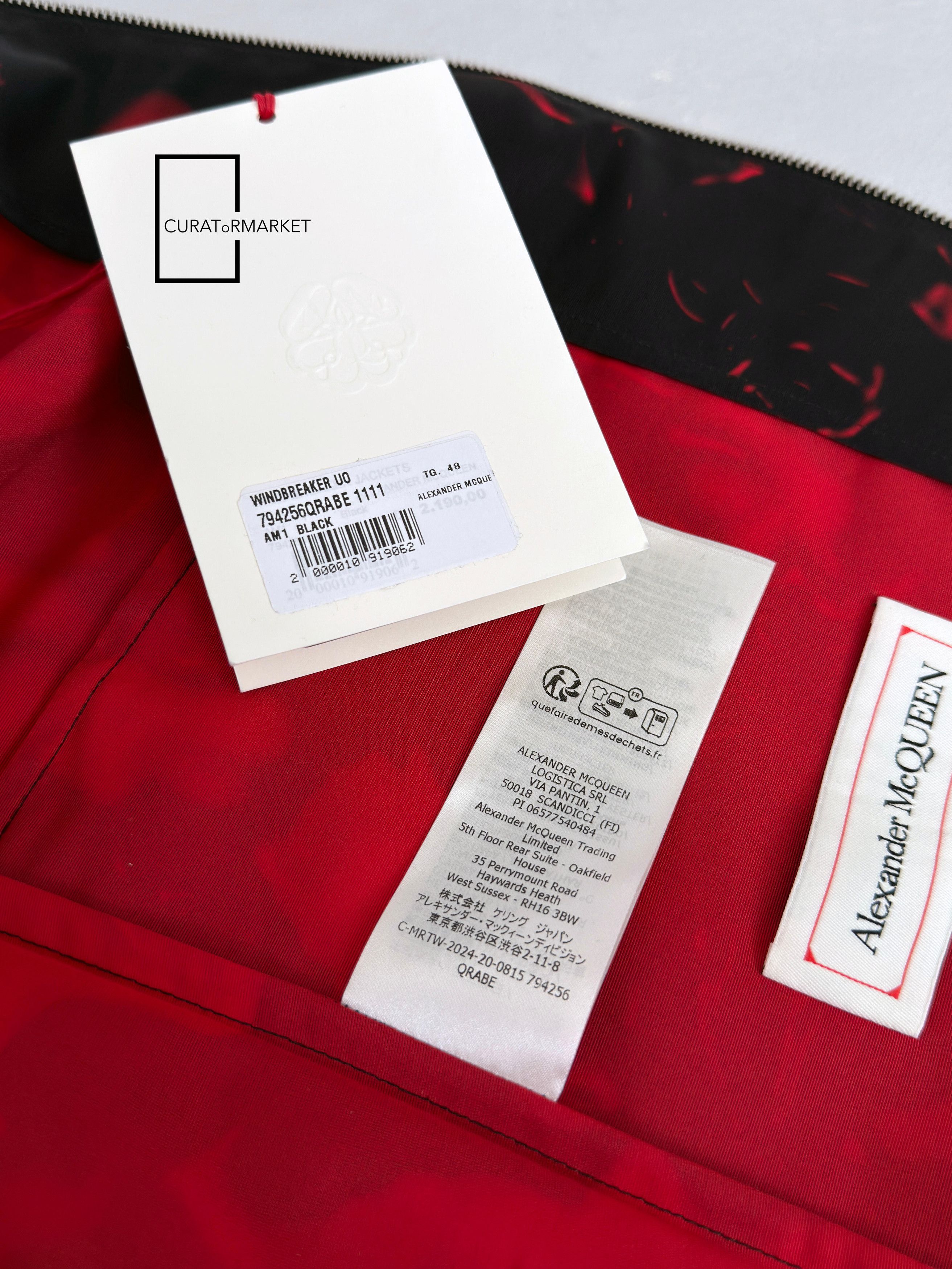 Alexander McQueen EU48 Waxed Flower Abstract Print Hooded Zip Windbreaker FW24 Size US M / EU 48-50 / 2 - 12 Thumbnail