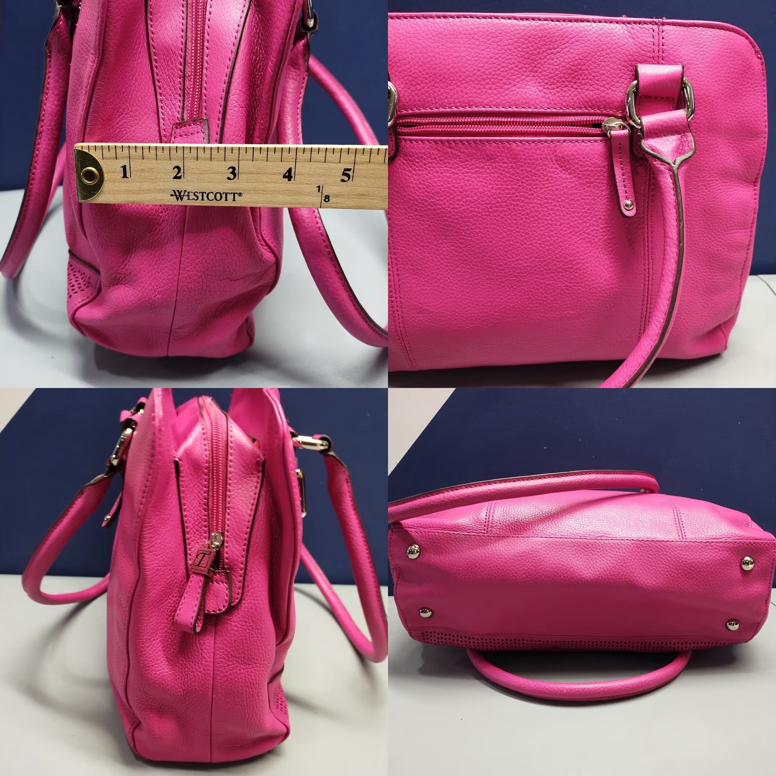 Doublet VINTAGE Tignanello Shoulder Bag Women Pink Solid Pebbled Lined Double Handle Size ONE SIZE - 9 Thumbnail
