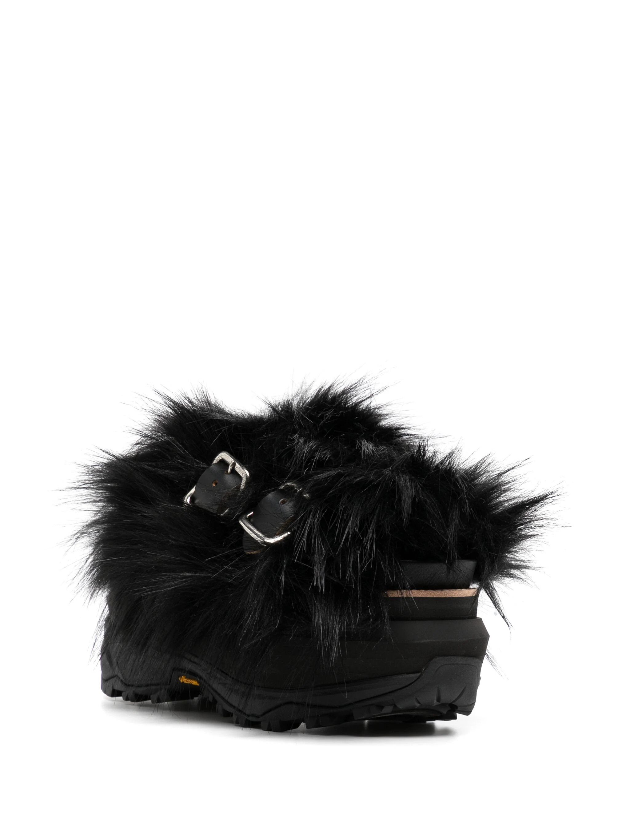 Sacai o1s22i1n0924 Faux Fur Strap Slides in Black Size US 8 / IT 38 - 2 Thumbnail
