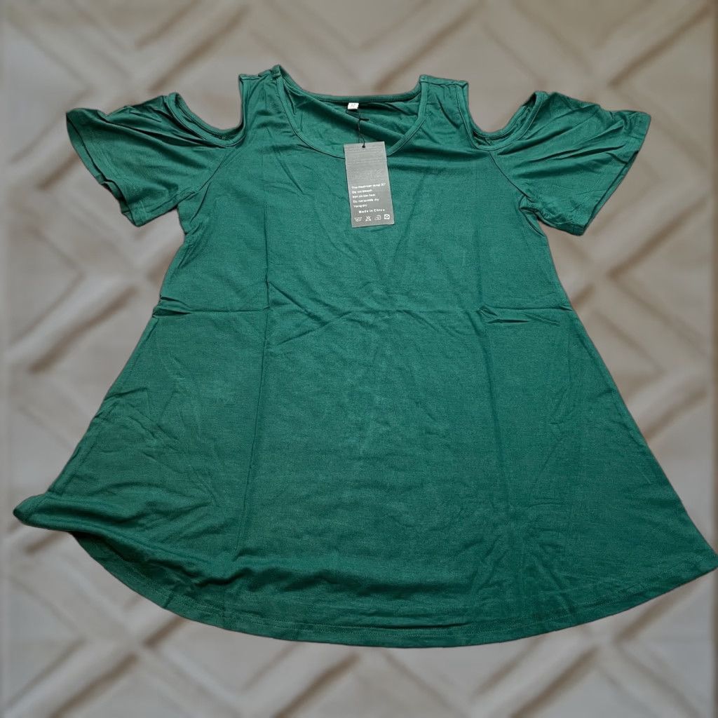 Vintage Prin Story Shirt Dress Tunic Womens Medium Green Short Cold Shoulder Sleeves New Size M / US 6-8 / IT 42-44 - 1 Thumbnail