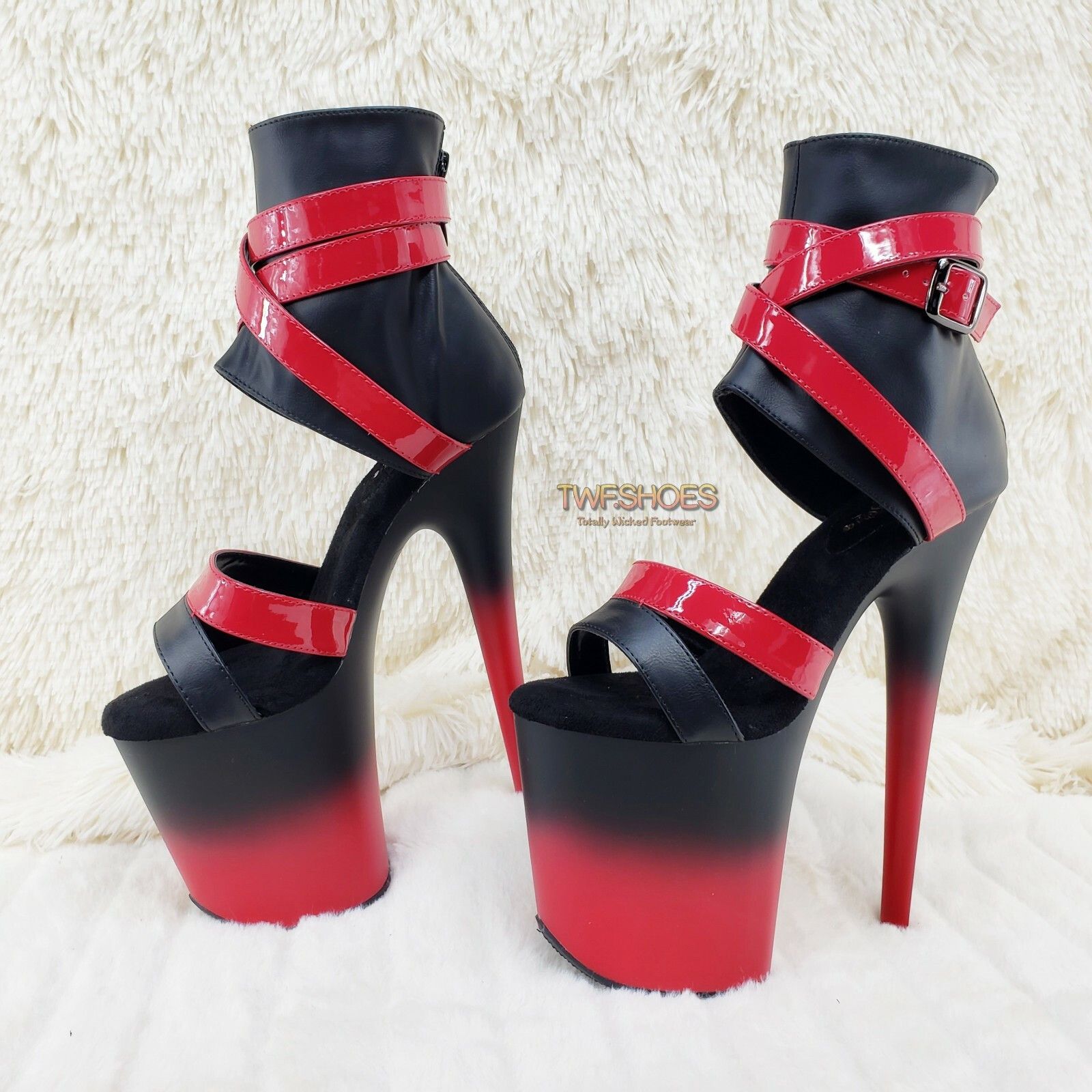 Other Flamingo 80015 Two Tone Red Black 8" High Heel Shoe Size 7-1 Size US 7 / IT 37 - 1 Thumbnail