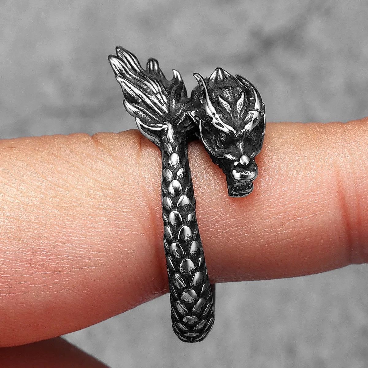 Jewelry Punk Dragon Ring Streetwear Jewelry Fashion Gift Size ONE SIZE - 1 Thumbnail